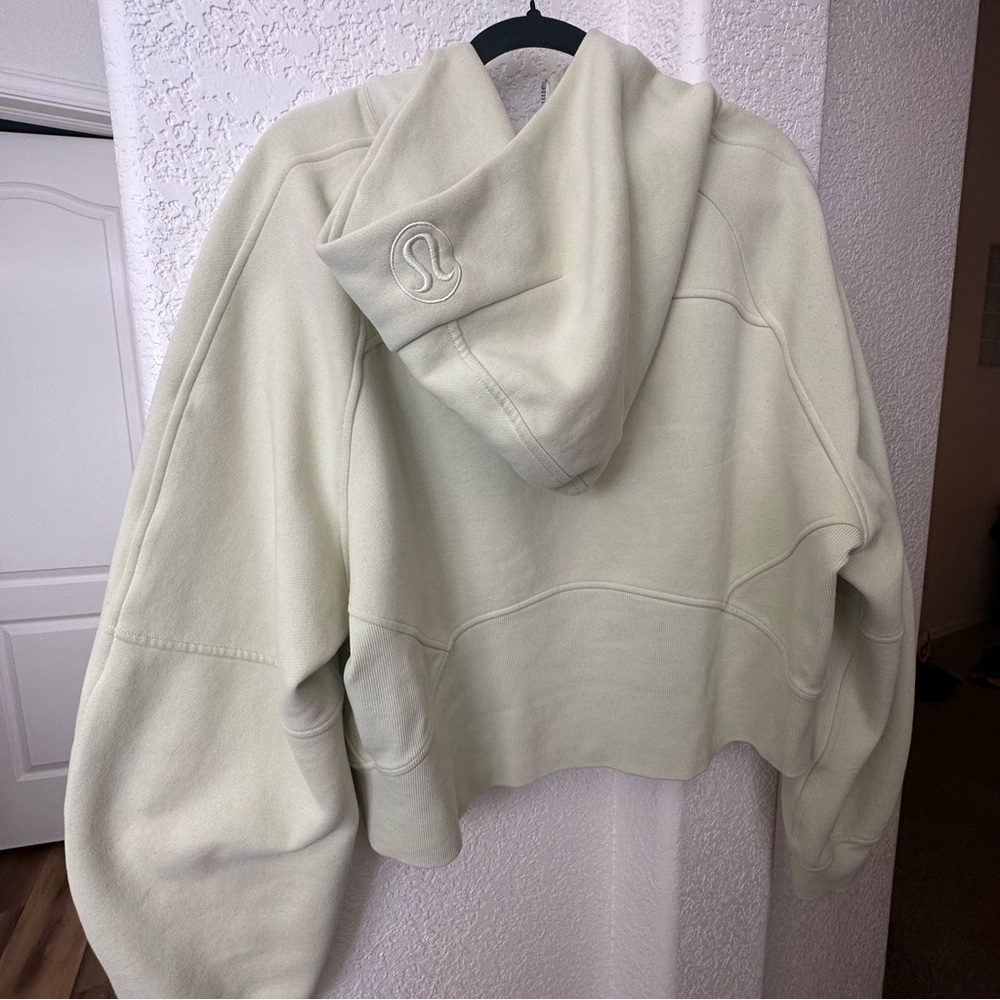 Pastel green Lululemon scuba quarter zip with hood